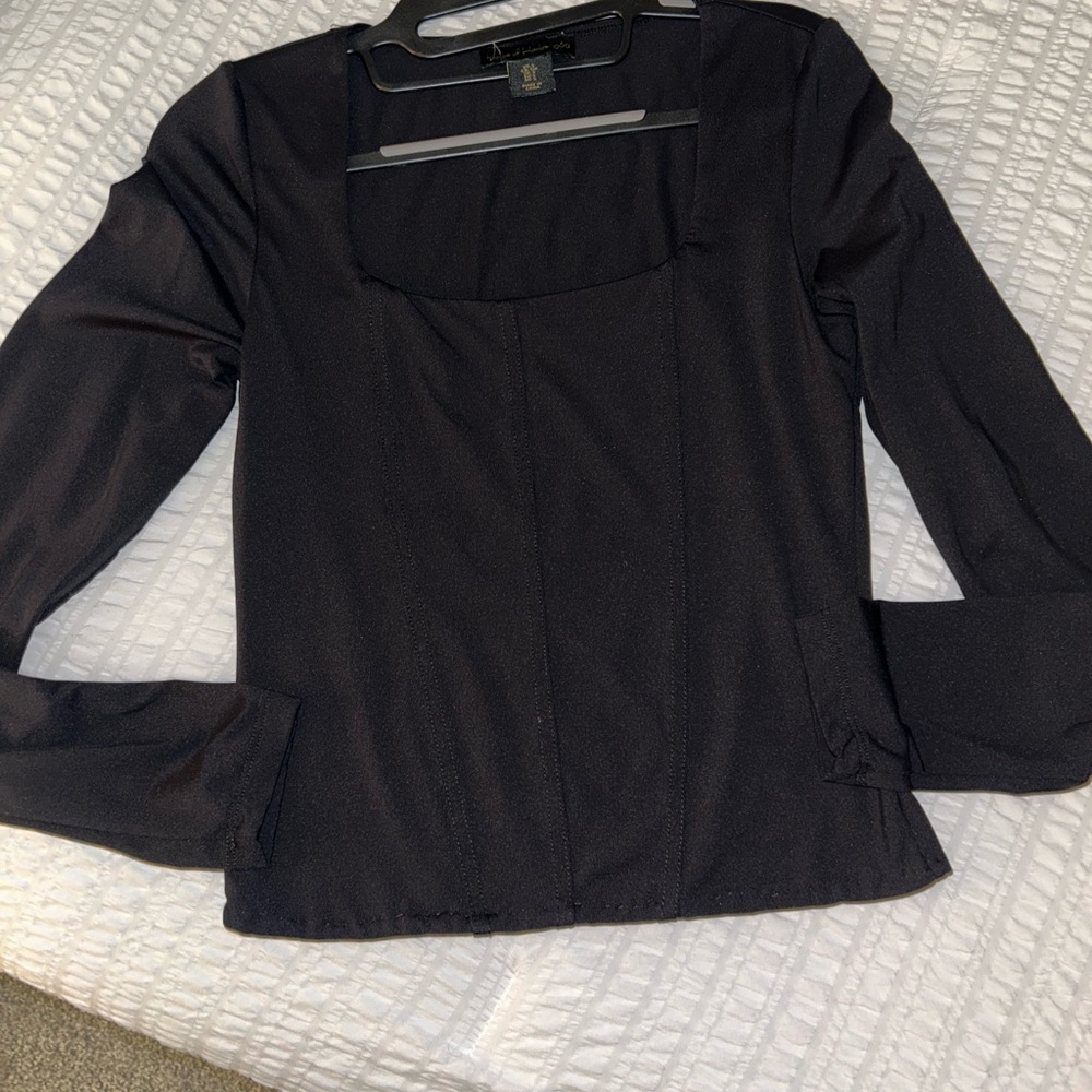 House of Harlow 1960 Black Fitted Long Sleeve Blouse